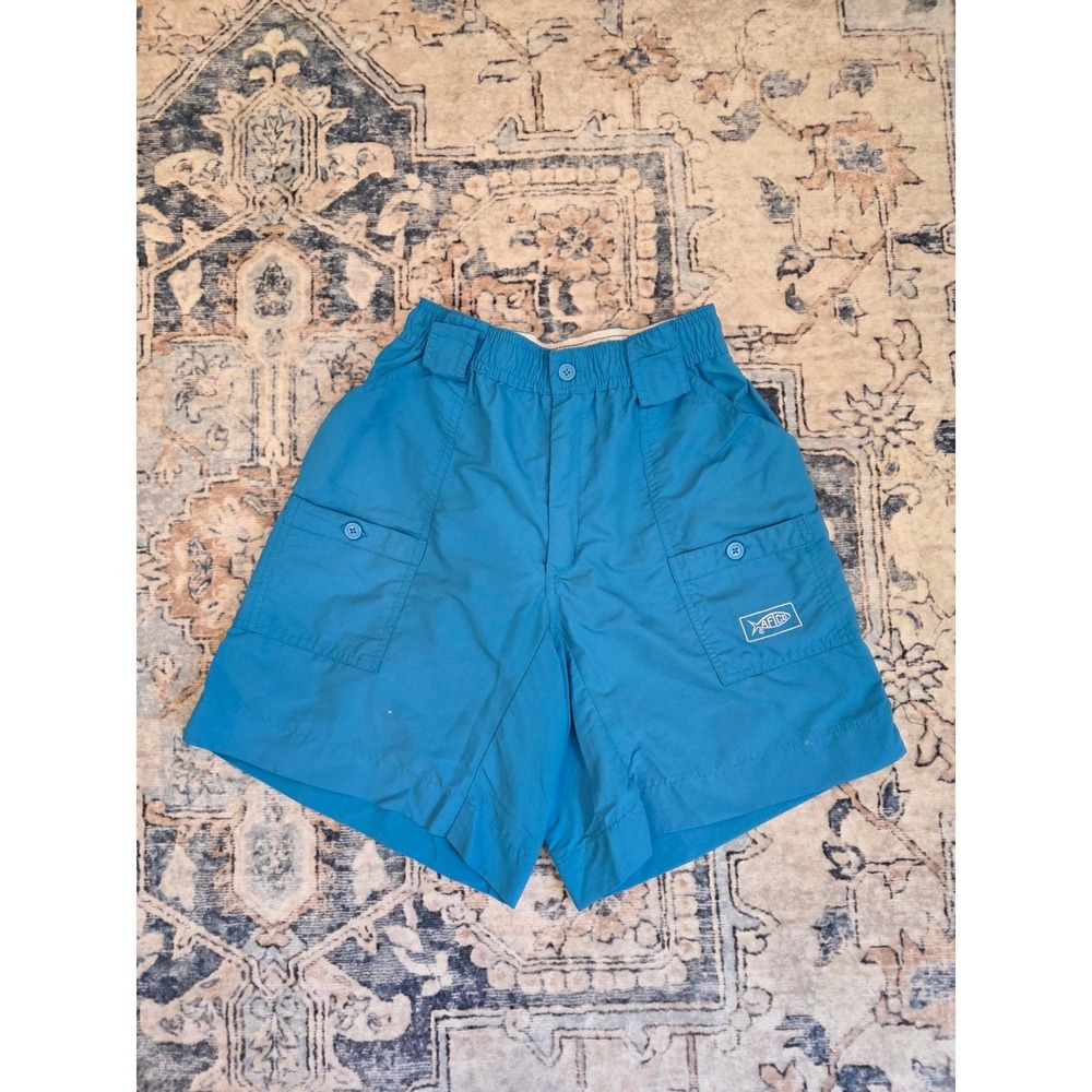 AFTCO Men's Size 28 The Original Fishing Shorts in Light Blue Pockets Boating
